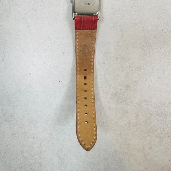 Lacoste Watch Womens 24mm Silver Tone Red Leather Strap New Battery FLAWED READ - Picture 9 of 11